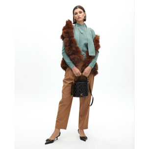 Gilet di Pelliccia con Stampa Interna