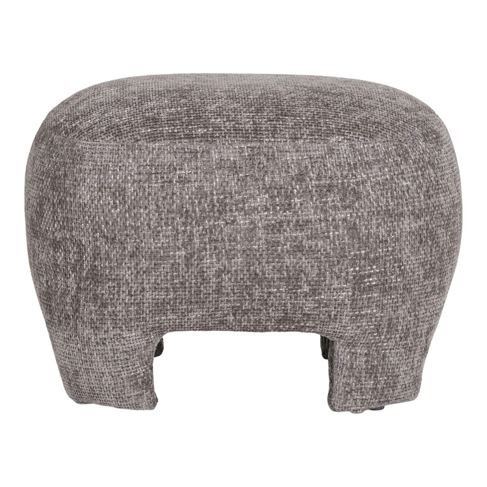 Nazare - Pouf imbottito in tessuto grigio 53x41x38 cm