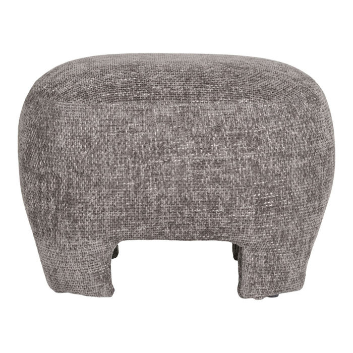 Nazare - Pouf imbottito in tessuto grigio 53x41x38 cm
