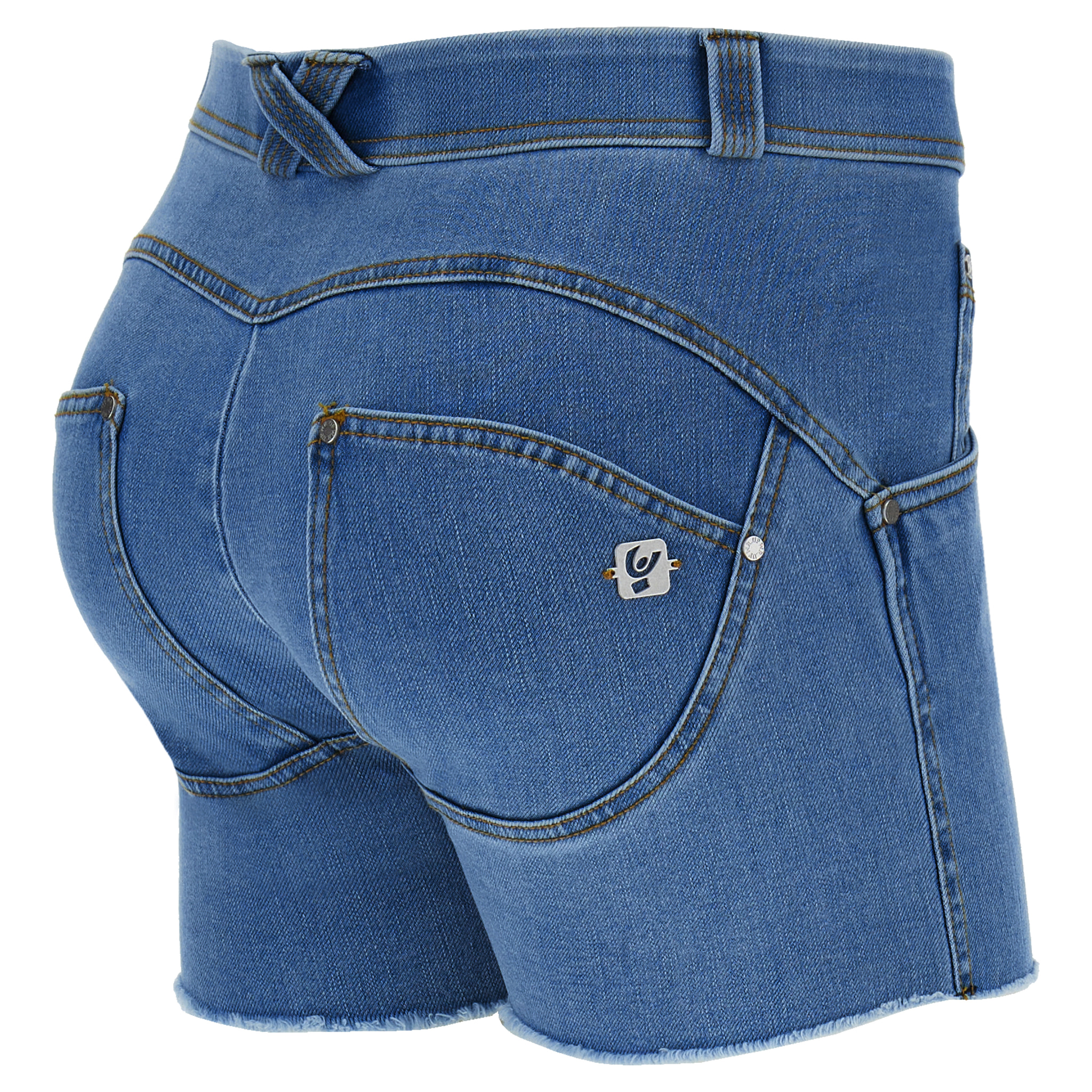 Shorts push up WR.UP® sfrangiati vita regular in denim navetta ecologico
