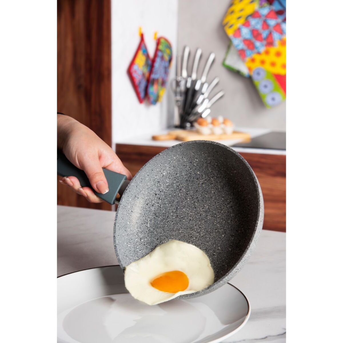 Padella 24 cm Excelsa – Country Rock, Alluminio Grigio