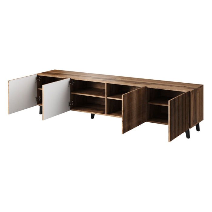 Come - meuble TV - effet bois - 4 portes - 200 cm - Bois