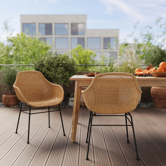Lot de 2 chaises en résine tressée naturelle - Carmela