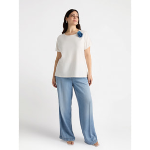 Fiorella Rubino - T-shirt con spille a fiori - Bianco