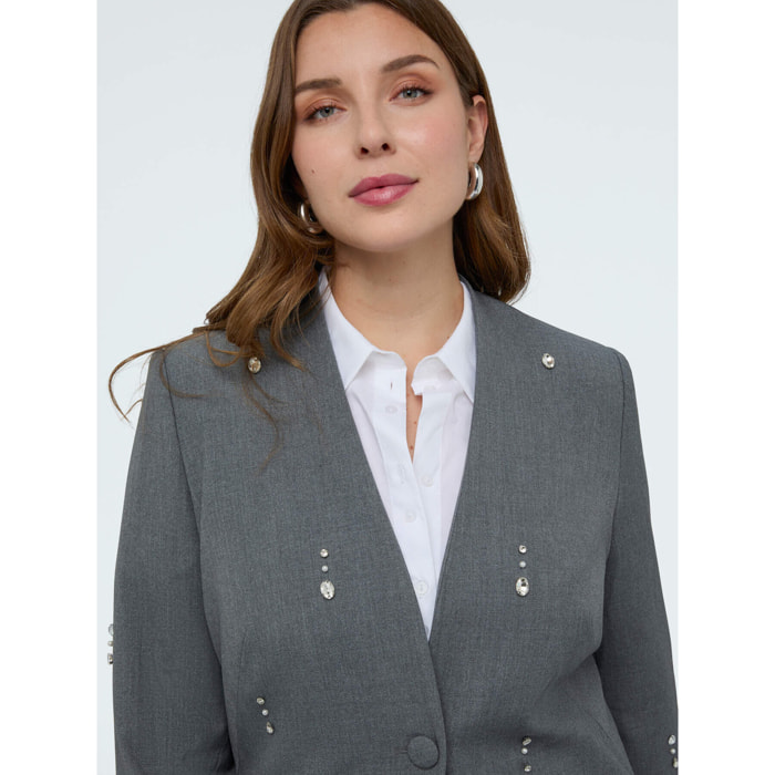 Fiorella Rubino - Blazer con dettagli brillanti - Grigio