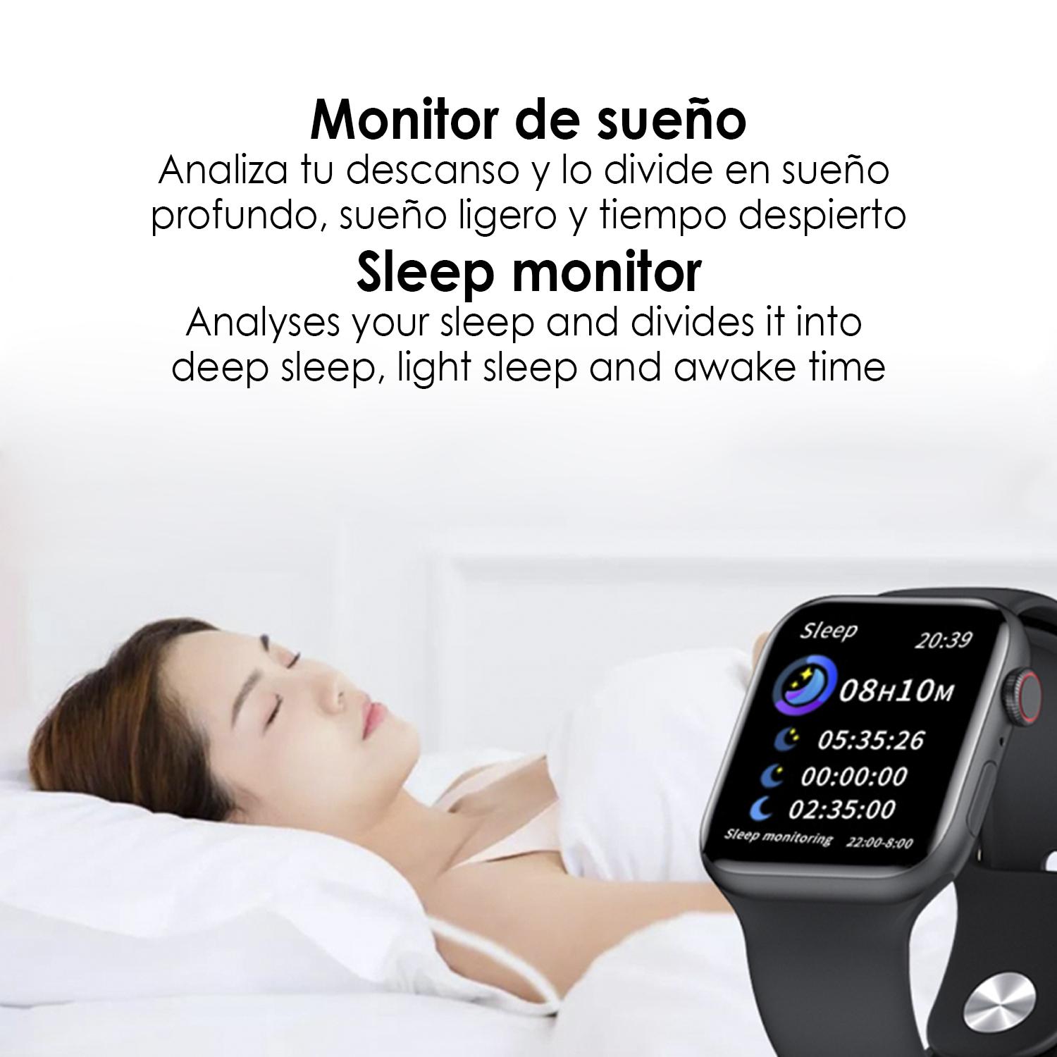 Smartwatch X8 Max con marcador y llamadas Bluetooth, termómetro corporal, monitor cardiaco y de tensión.