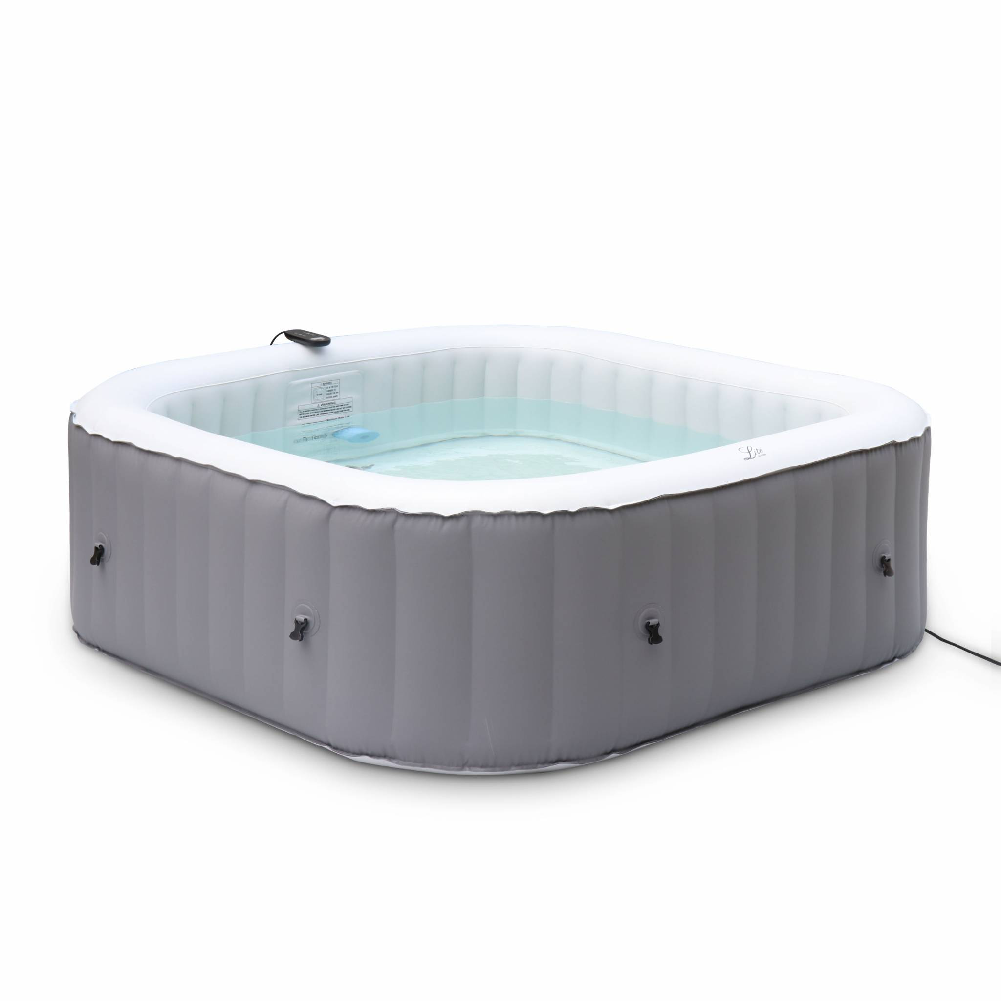 Spa MSPA gonflable carré – Fjord 6 - 6 places.  système anti-gel et désinfection UVC + bâche. 185cm. PVC. pompe. chauffage. gonfleur. filtre