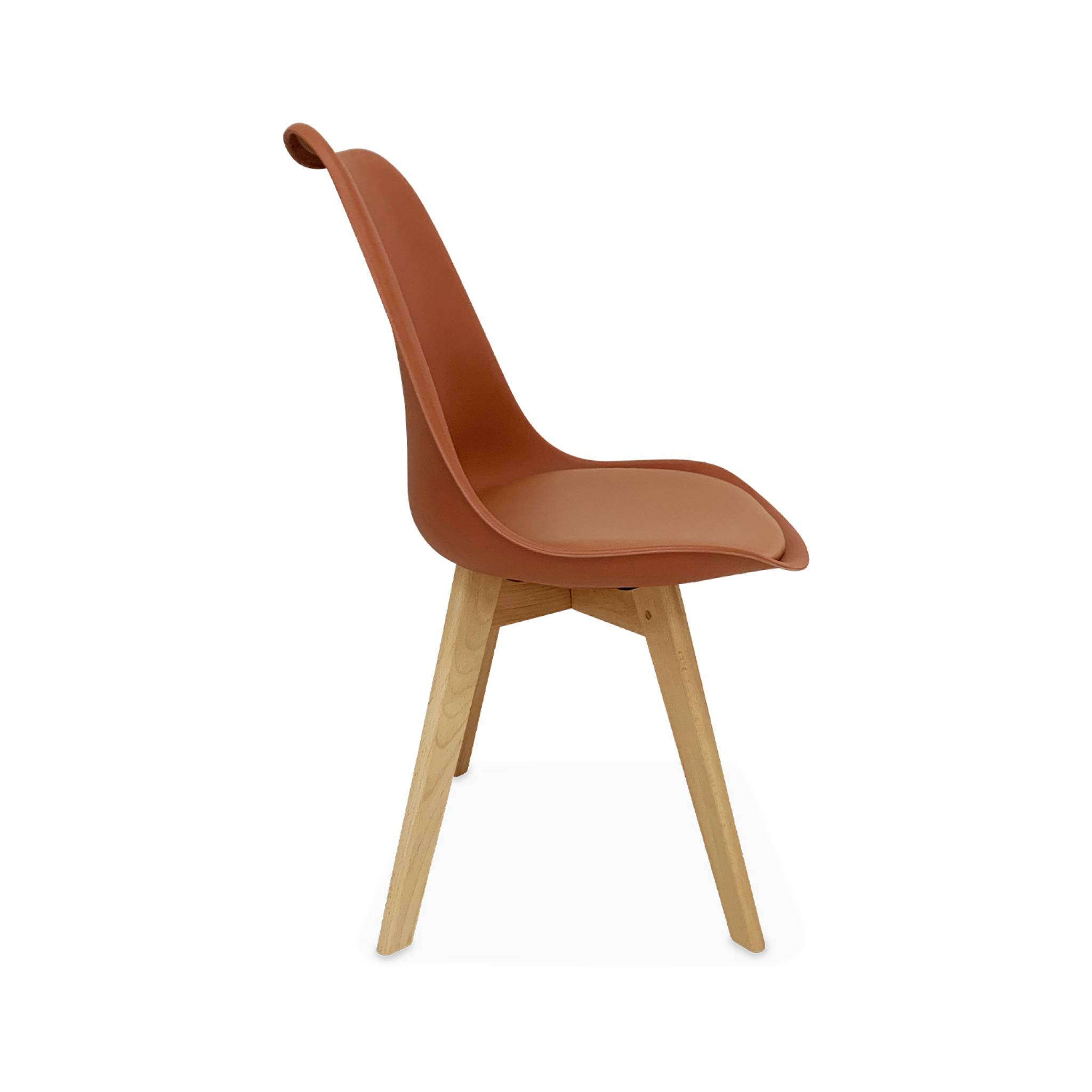 Lot de 6 chaises scandinaves. pieds bois de hêtre. chaises 1 place. terracotta