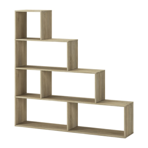 Libreria Design Zig Zag Scaffale Mensola Moderna 6 Vani A Giorni Ripiani Mobile Libri per Soggiorno Salotto Camera Studio 143x144.9x27.9 Cm Rovere