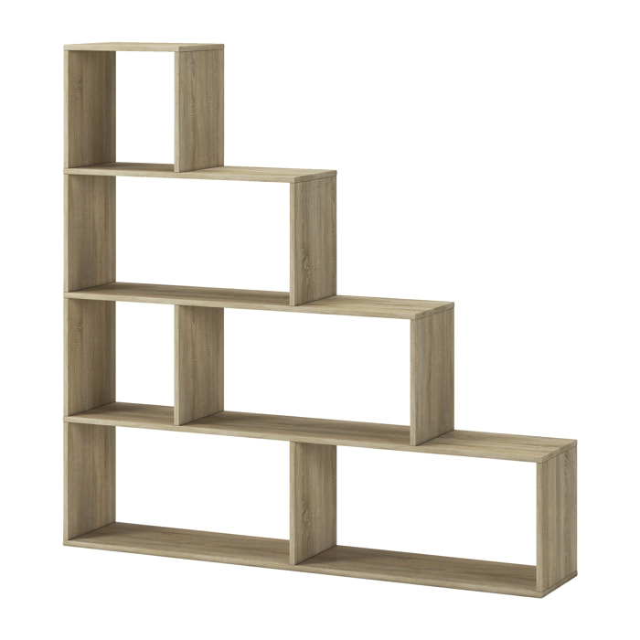 Libreria Design Zig Zag Scaffale Mensola Moderna 6 Vani A Giorni Ripiani Mobile Libri per Soggiorno Salotto Camera Studio 143x144.9x27.9 Cm Rovere