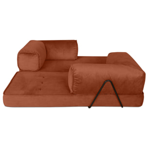 Poppy - canapé 3 places convertible en velours côtelé - Terracotta