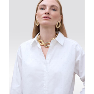 Camicia in popeline con dettagli in strass