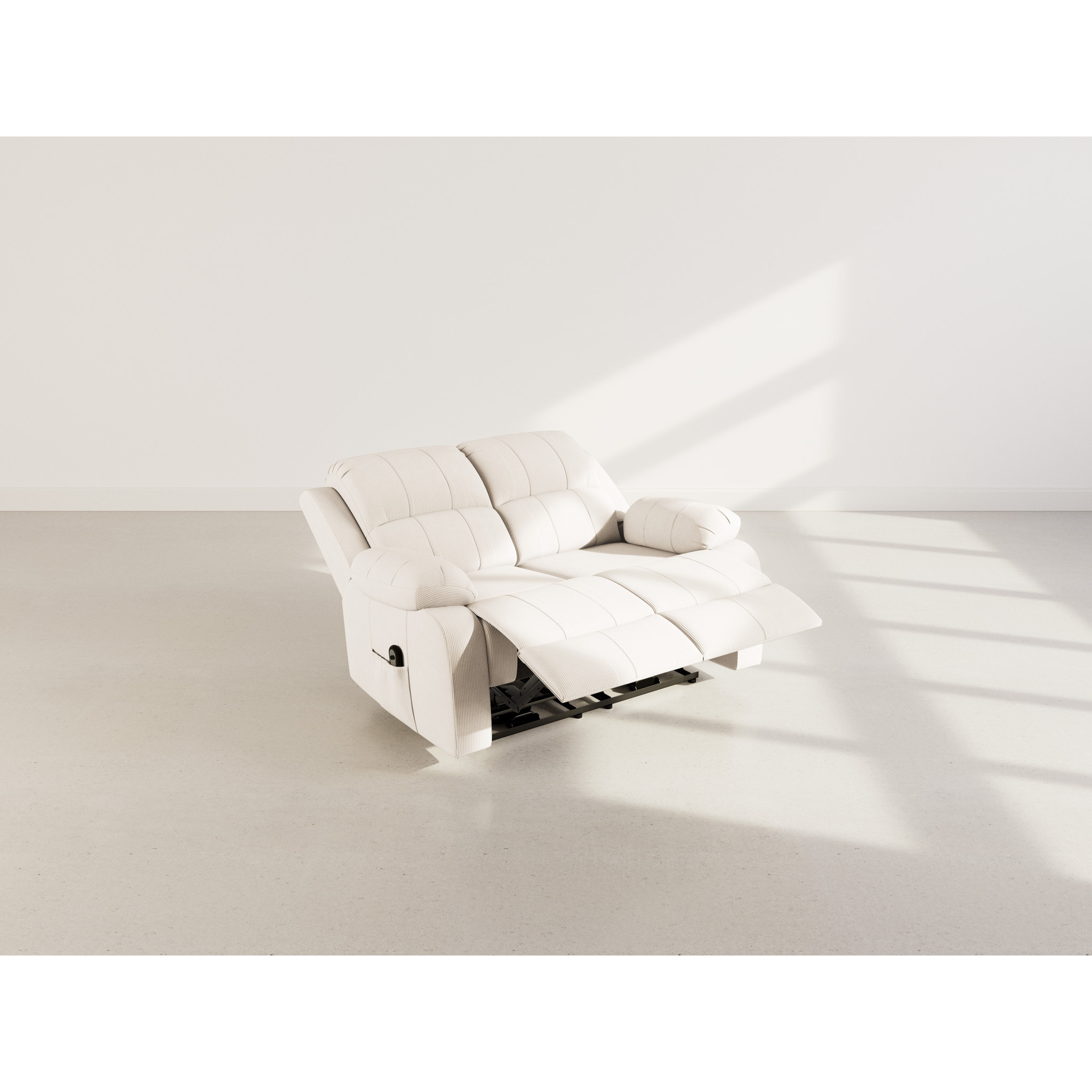 Armand - Canapé 2 places relax électrique en velours côtelé - Beige