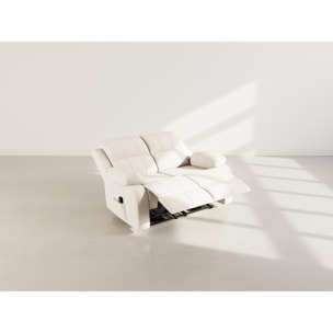 Armand - Canapé 2 places relax électrique en velours côtelé - Beige