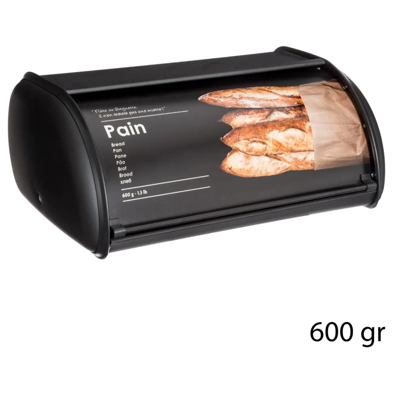 Boîte à pain métal "Black Edition" 37,5cm noir