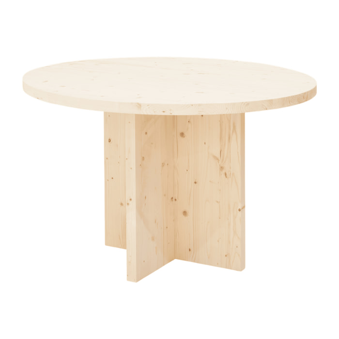 Mesa de comedor redonda de madera maciza en tono natural de Ø110 Alto: 75 Largo: 110 Ancho: 110