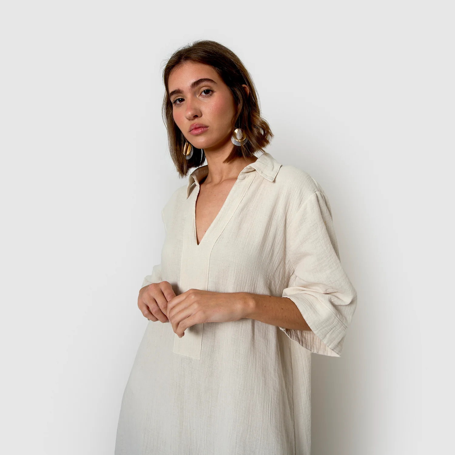 Vestido corto muselina blanco