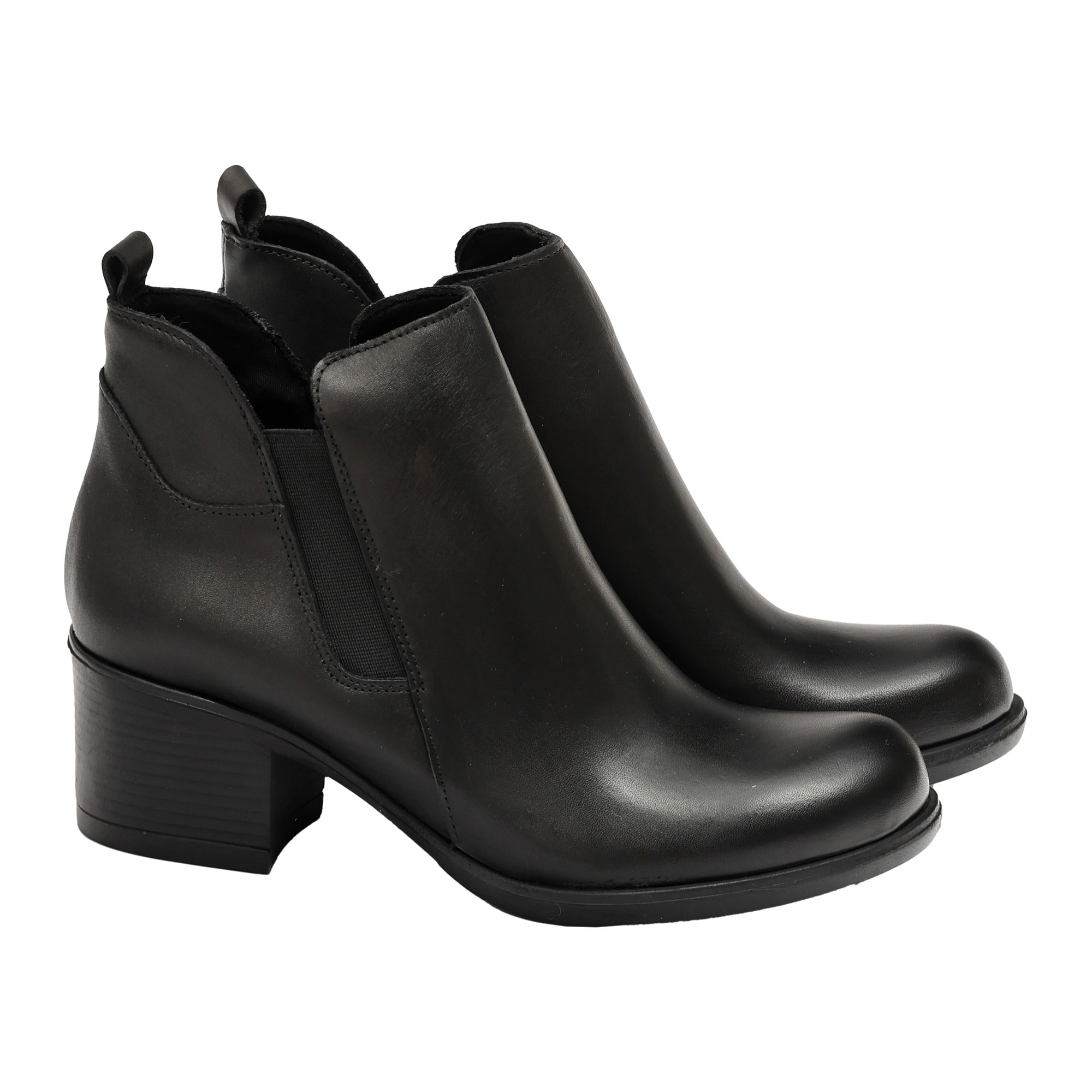 Tronchetto in vera pelle con tacco comodo e fascia elastica