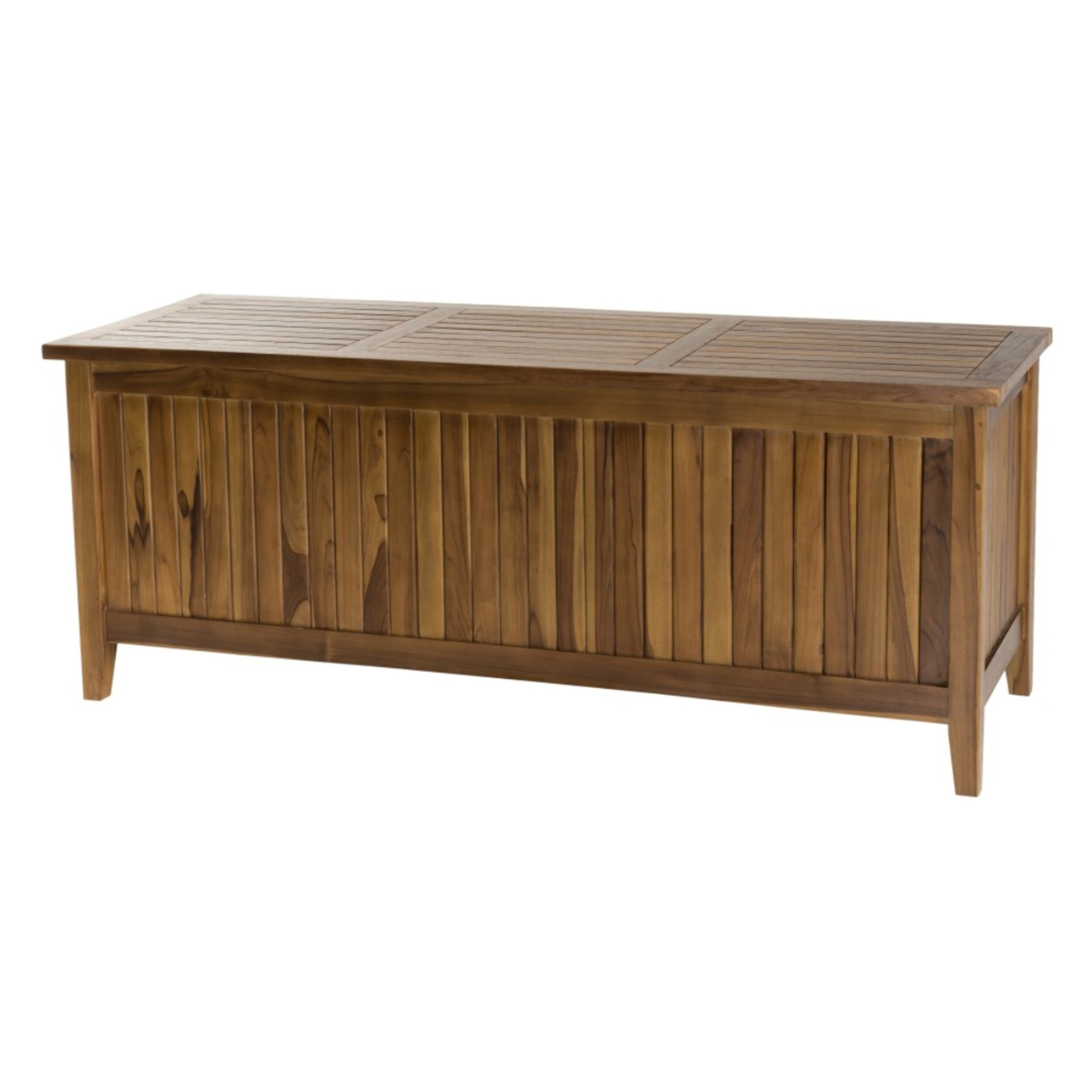 MAEVA - Coffre de jardin piscine en bois teck huilé 165x55cm