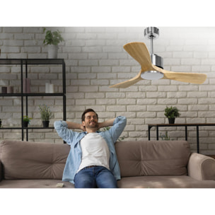 Ventilateur de plafond ø106 cm avec Wifi Réversible Hypersilence 40   W Argent