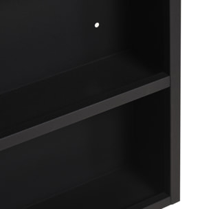 Armoire murale de rangement salle de bain avec porte miroir étagère niche acier inox. noir