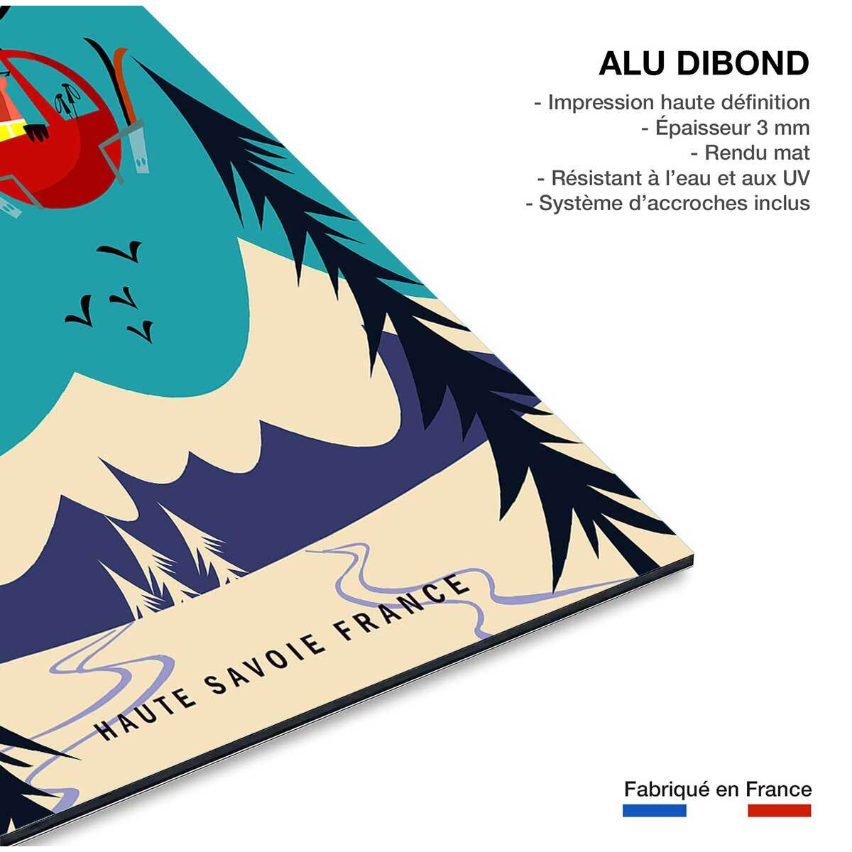 Tableau retro ski à samoens Tableau alu Dibond