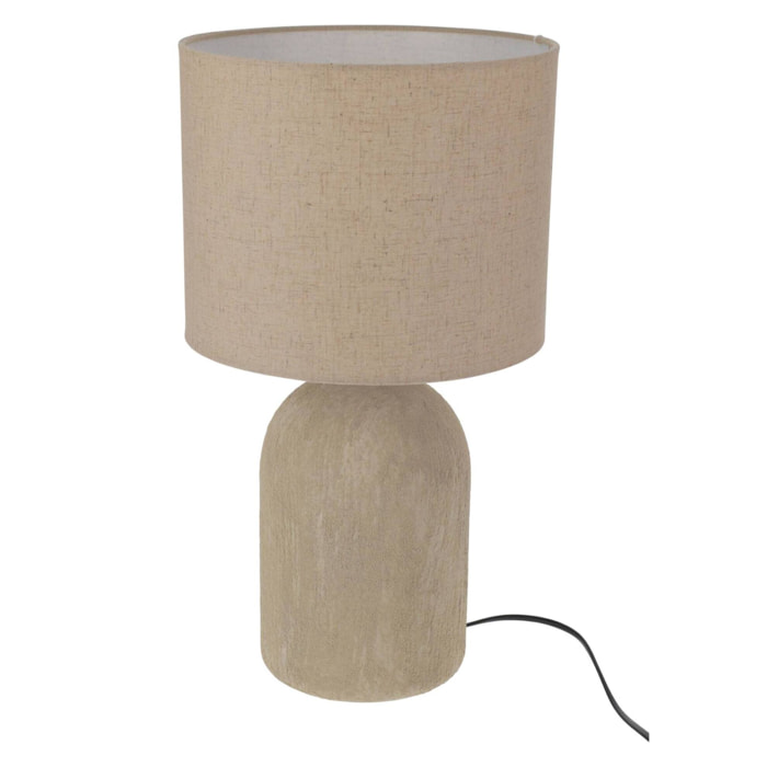 Lámpara de Mesa E14 40W de Gres con Pantalla de lino en color Arena H. 45,5cm