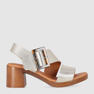 Sandalias de Piel - Oro - Tacón: 6 cm