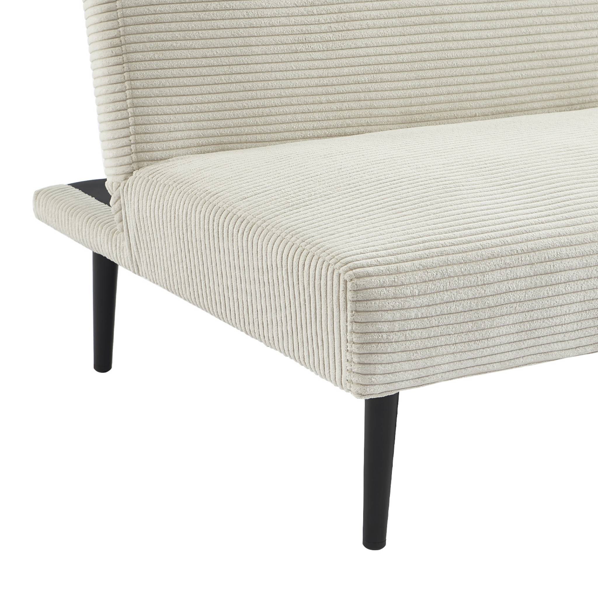 Canapé banquette convertible 3 places velours côtelé crème piétement métal L 180 x P 100 x H 74.5 cm - Max