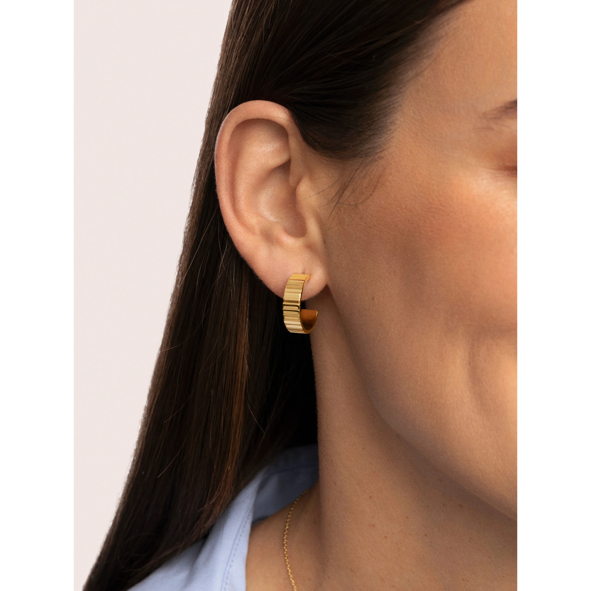 Pendientes Aro Gear Acero Baño Oro