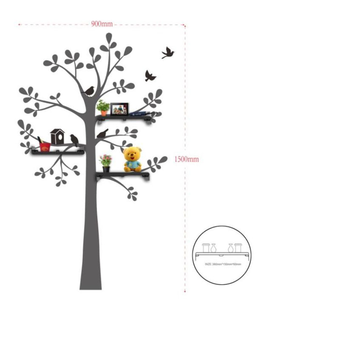 STICKER DA MURO TREE CON MENSOLE CHARME 1921 MULTICOLORE