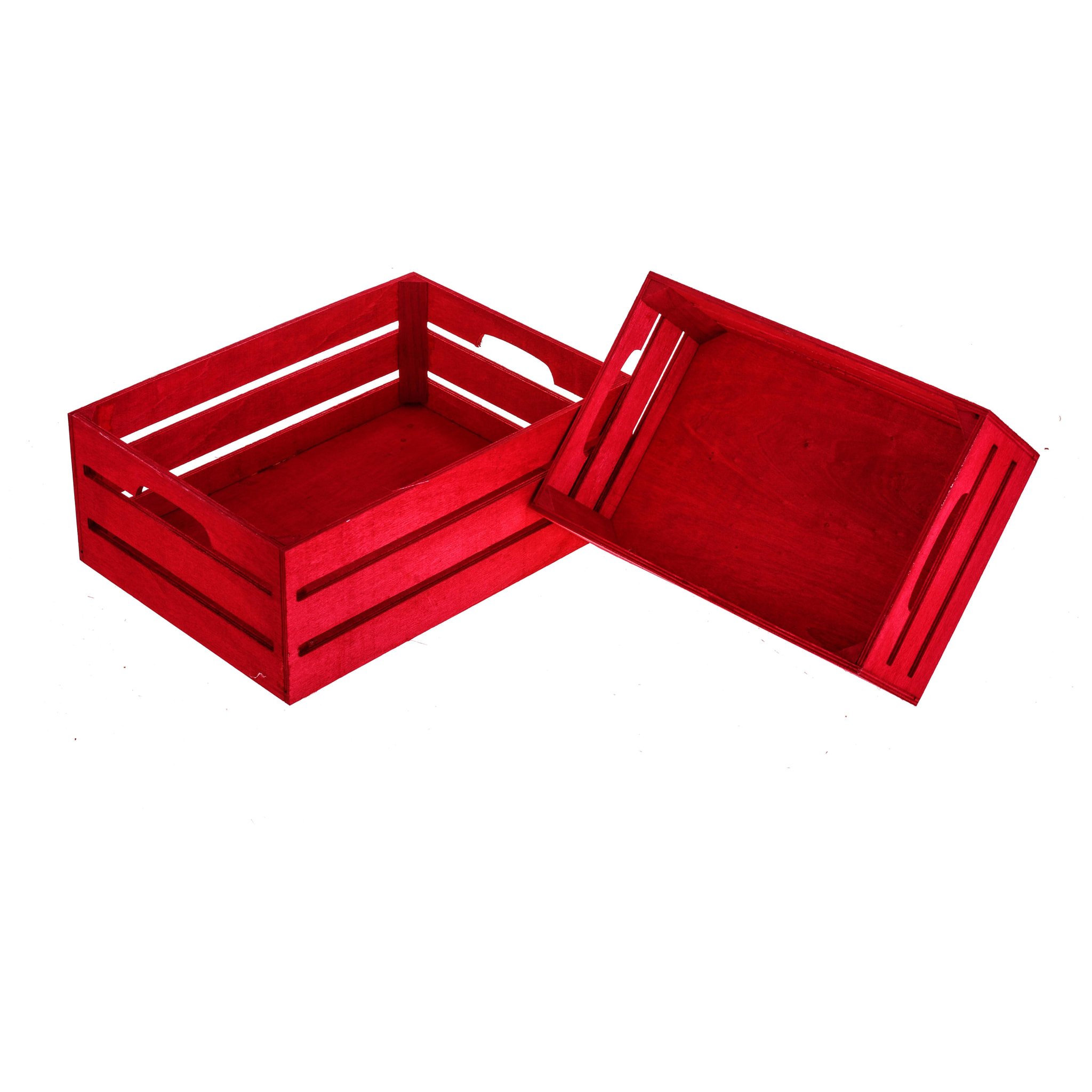 Set di 2 cassetta in legno - Pezzi 1 - 35X13X25 - Colore: Rosso - Bianchi Dino - Articoli In Legno Cassette