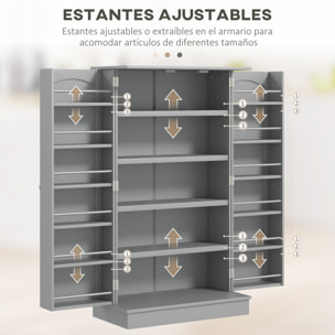 Armario de Cocina Armario Despensa Cocina con 2 Puertas y 16 Estantes Alacena Moderna con Estantes Ajustables para Comedor Salón 60x30x104 cm Gris