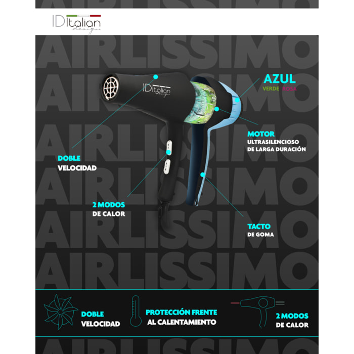 Sèche-cheveux gti 2300 airlissimo bleu azur2300w