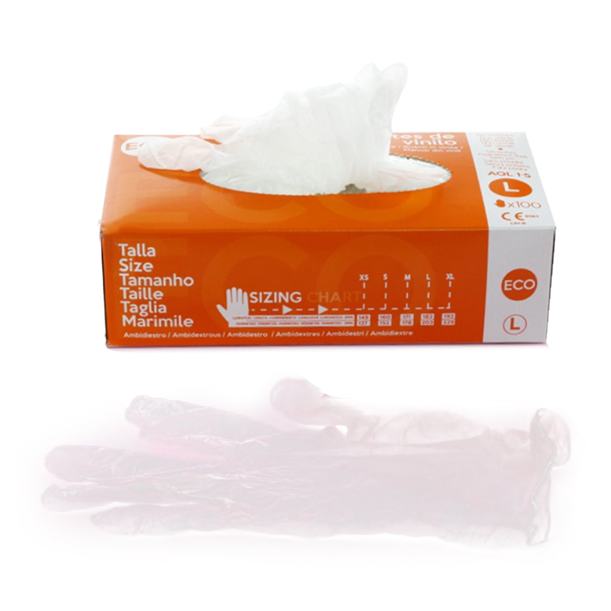 Gants en vinyle sans poudre eco 100 pcs