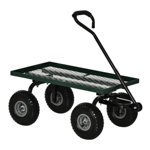 Carro de Jardín con Ruedas Grandes Carretilla de Mano con Mango Revestido y Estructura de Acero Carga 150 kg Carro de Transporte para Camping Exterior Negro y Verde