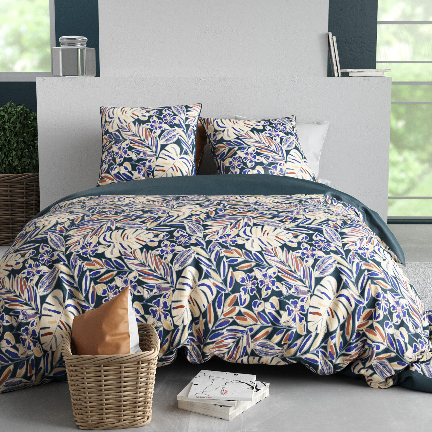 Parure housse de couette 3pcs 100% coton 57 fils nouk
