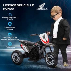 Moto Cross électrique enfant 3 roues licence officielle Honda CRF 450 R V. max. 3 Km/h fonctions sonores gris