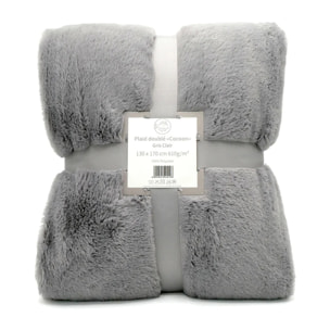 Plaid imitation "Lapin" - Cocoon Gris Clair - 130x170cm - 610g/m²