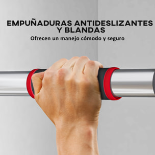 Barra de Dominadas para Puerta Barra para Hacer Dominadas Ajustable de 95 cm a 123 cm Carga 200 kg para Ejercicio y Entrenamiento en Casa Gimnasio Negro y Rojo