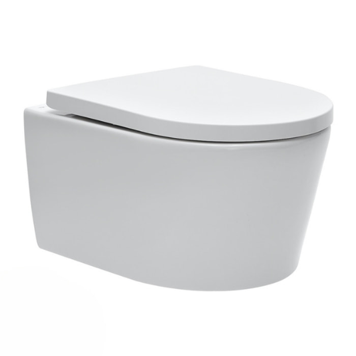 Pack WC bâti-autoportant + WC SAT sans bride fixations invisibles + Abattant softclose + Plaque blanche (SMART-SATrimless-9)