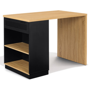 Ilot de cuisine Marius bois et noir avec rangements