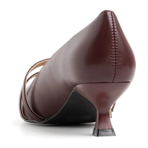 Decolleté in vernice con doppio cinturino - VINO