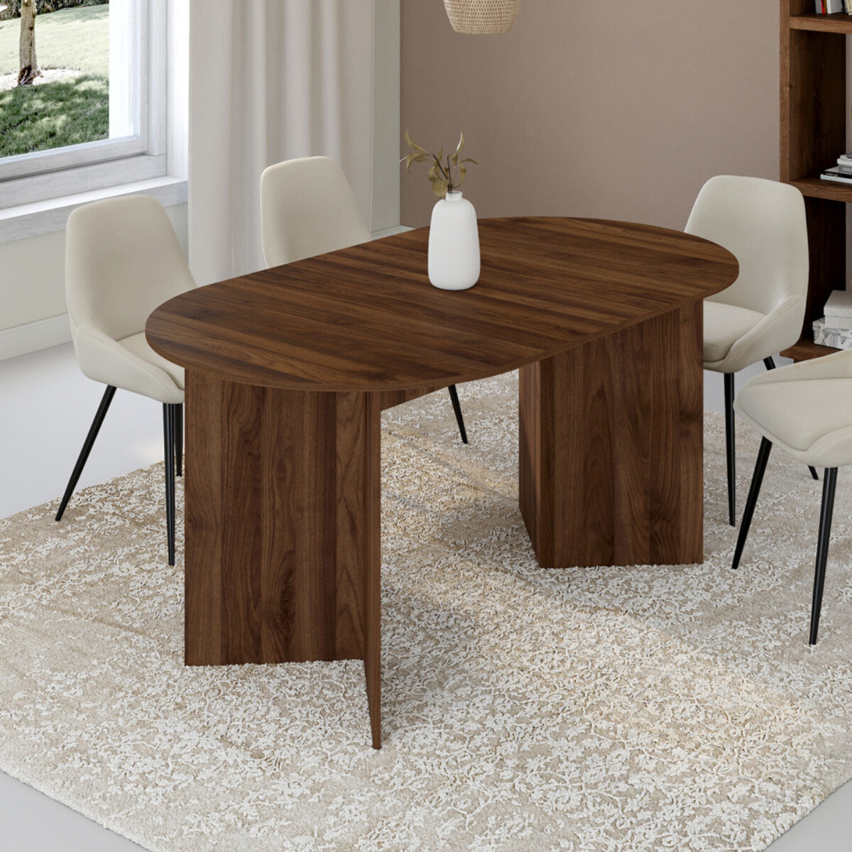 Table à manger extensible Gabin 160-200cm effet noyer