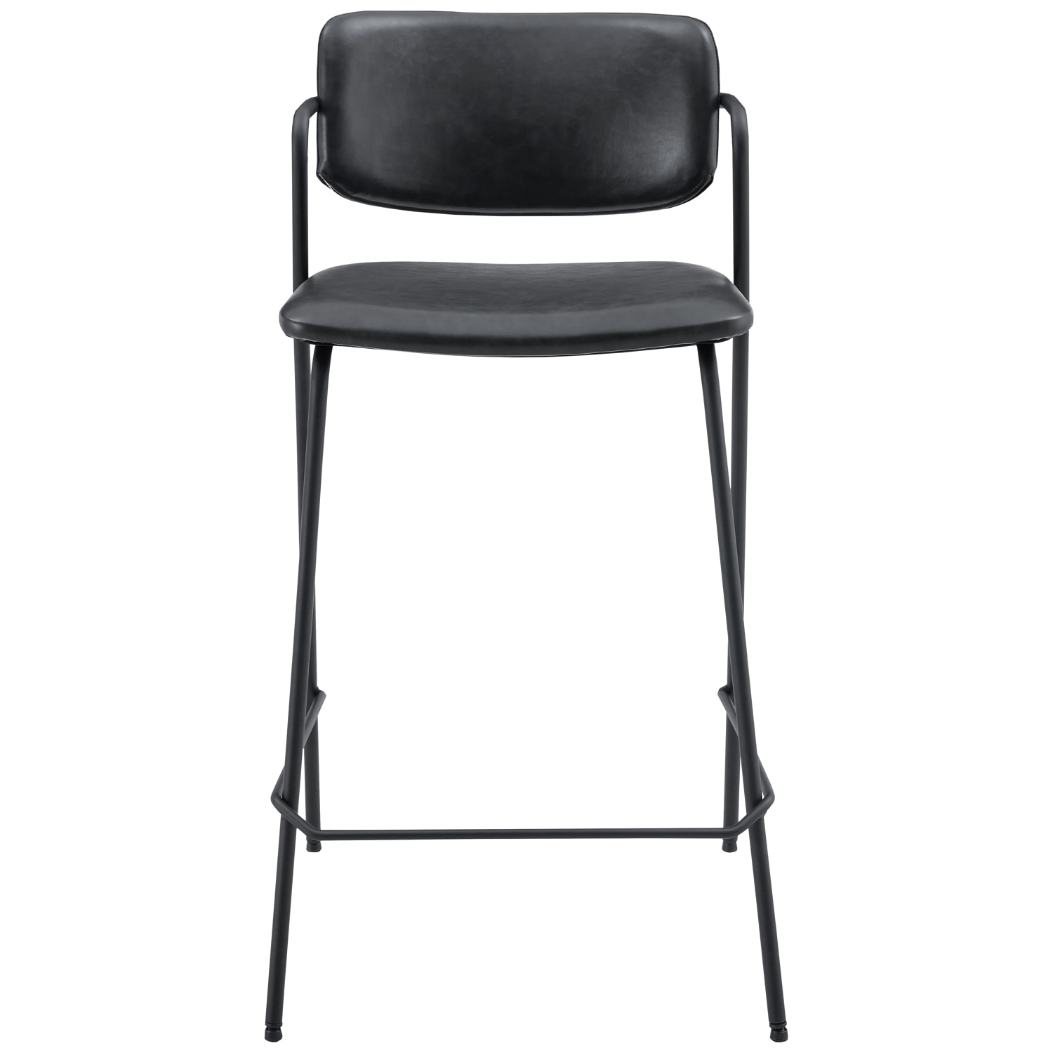 Lot de 2 tabourets de bar en simili noir LÉON