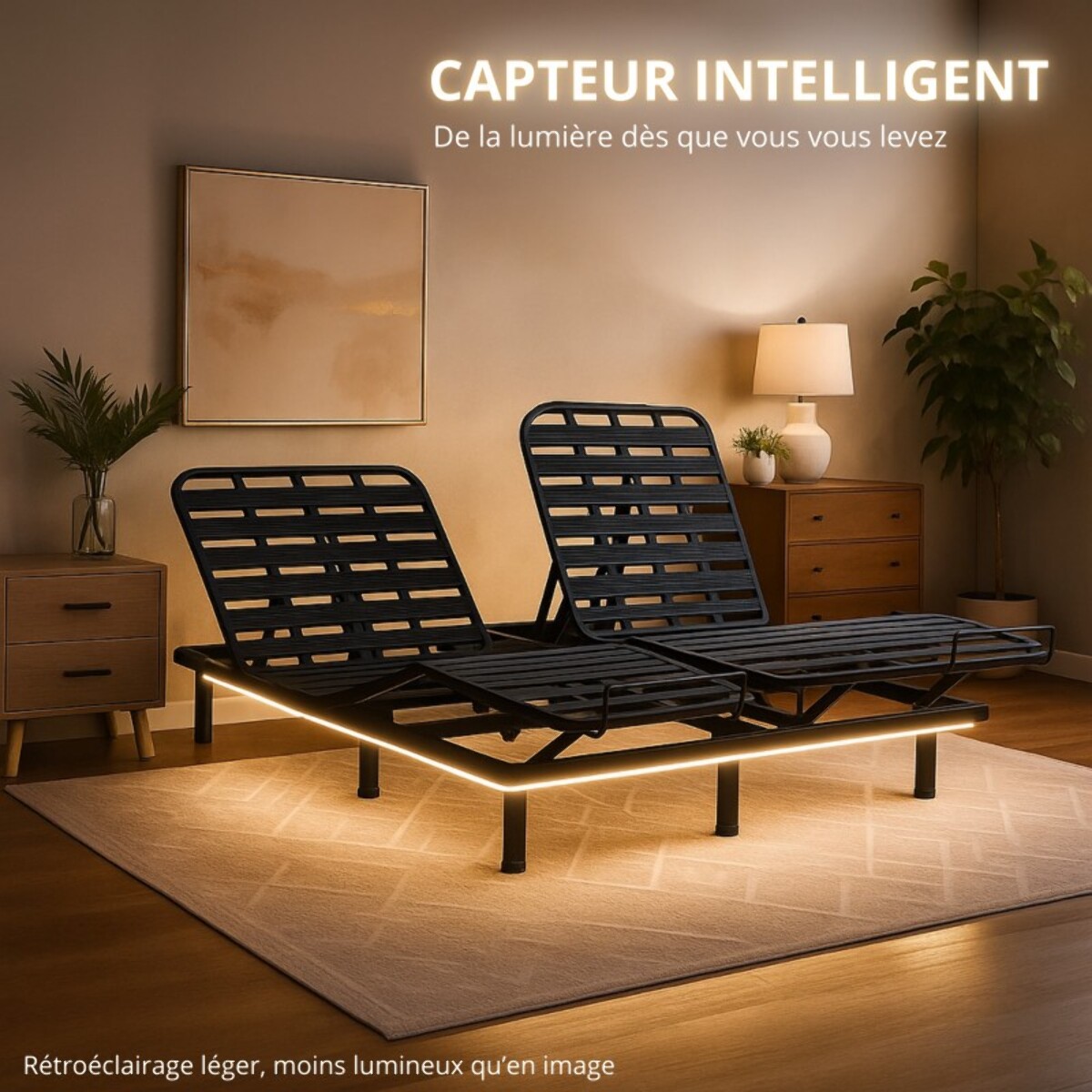 Lit électrique Ergoflex | Contour Velours Côtelé | Beige