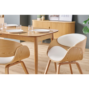 Chaise design blanc et bois clair BENT