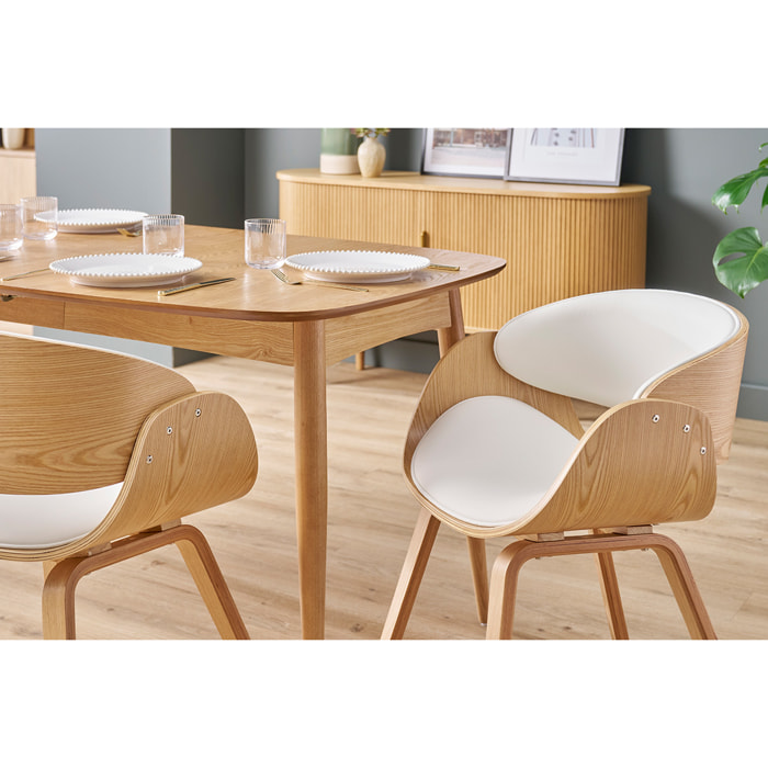 Chaise design blanc et bois clair BENT