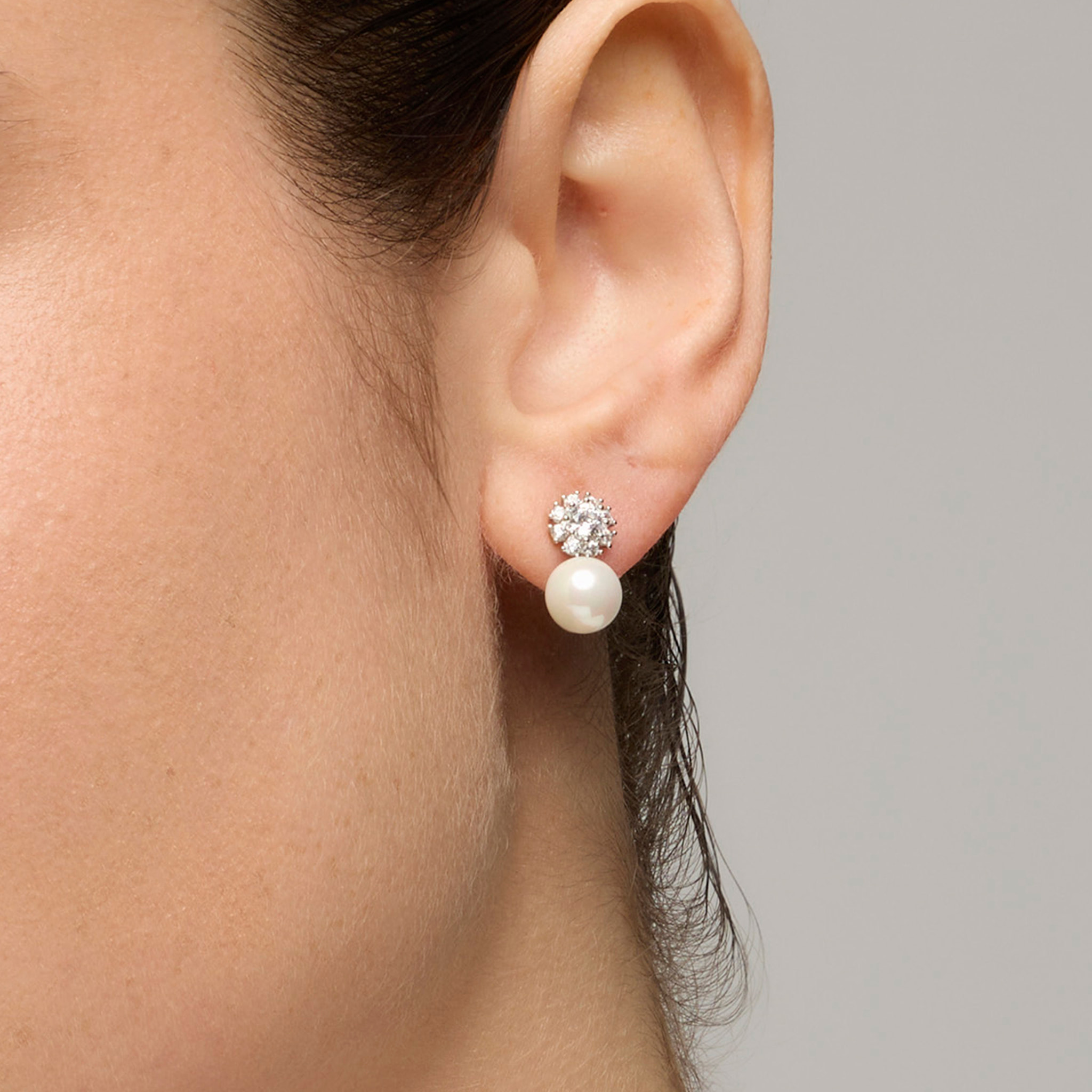 Pendientes acabado plata y Perla Blanca