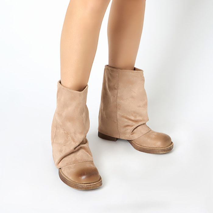 Tronchetto biker da donna taupe